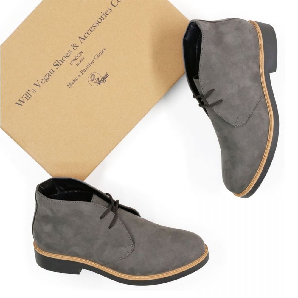 Will's Vegan Desert Boots in Grey Vegan Suede
